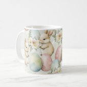 Aquarell-Hasen-Garten Kaffeetasse (Vorderseite Links)