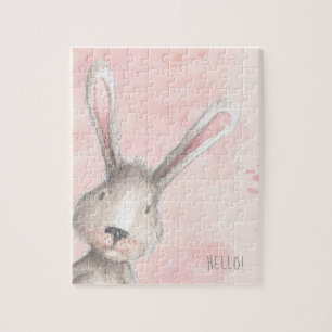 Aquarell-Hasen-Häschen-Hallo individuell Puzzle