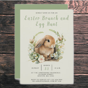 Aquarell-Hasen-Oster-Brunch und Ostereiersuche mit Einladung