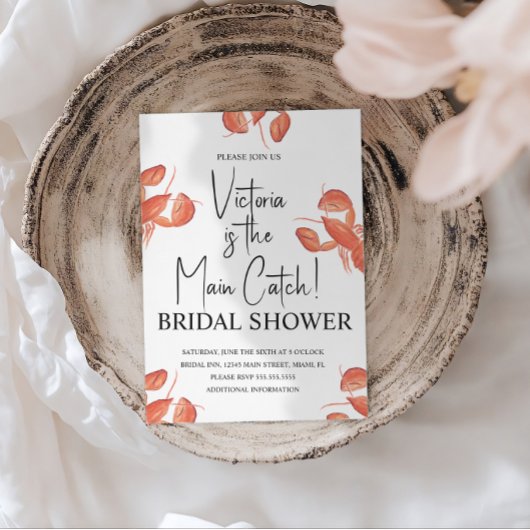 Aquarell Hauptfang Hummer Junggesellinnenabschied Einladung