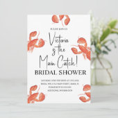 Aquarell Hauptfang Hummer Junggesellinnenabschied Einladung (Stehend Vorderseite)