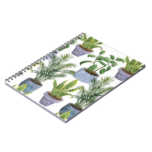 Aquarell Hauspflanzen: Grüne Landschaft Elega Notizblock (Linke Seite)