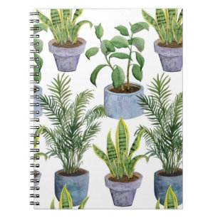 Aquarell Hauspflanzen: Grüne Landschaft Elega Notizblock