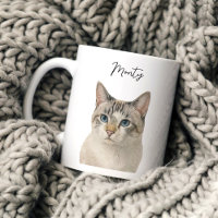 Aquarell-Haustier-Katze-Porträt-Schriftname