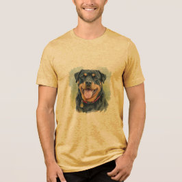 Aquarell-Haustier Rottweiler-Porträt Tri-Blend Shirt