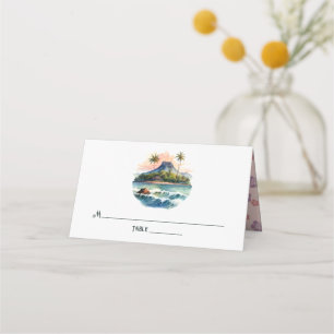Aquarell Hawaii Destination Hochzeit Platzkarte