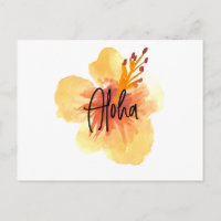 Aquarell Hawaii Hibiskus Gelb Floral Bewegend