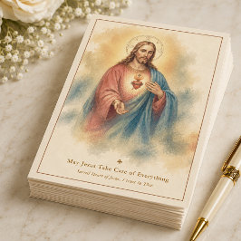 Aquarell Heiliges Herz Jesu Katholische Gebet  Karte