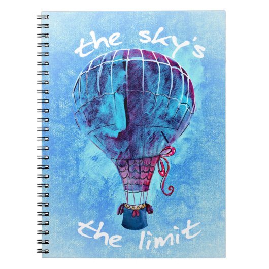Aquarell-Heißluft-Ballon des Himmels der die Notizblock (Vorderseite)