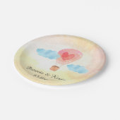 Aquarell-Heißluft-Ballon-Hochzeit Pappteller (Schrägansicht)