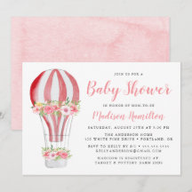 Aquarell-Heißluftballon-Baby-Party