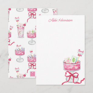 Aquarell-Heißrosa-Mahjong-Cocktails Dankeskarte