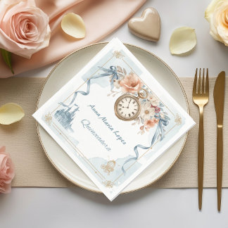 Aquarell hellblau Cinderella Thema Quinceanera Serviette
