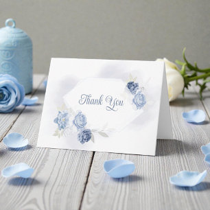 Aquarell Hellblau Florale Hochzeits-Dankeskarten Dankeskarte