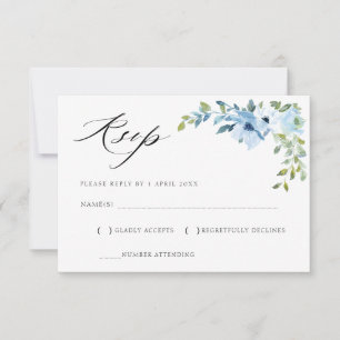 Aquarell hellblaue Blumen-RSVP-Karte RSVP Karte