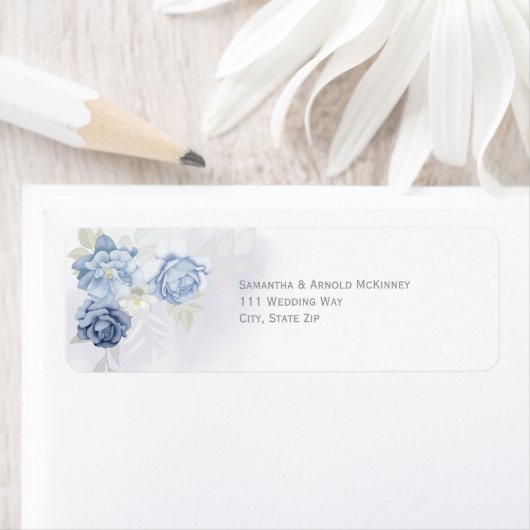 Aquarell Hellblaue Blumige Hochzeitsadresse (Insitu)