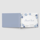 Aquarell Hellblaue Florale Hochzeit Gästebuch (Voll)