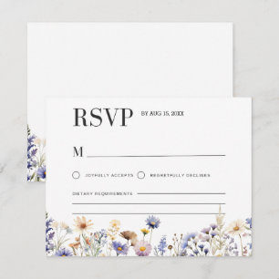 Aquarell Hellblaue Wildblumen-Brautjunggesellinnen RSVP Karte