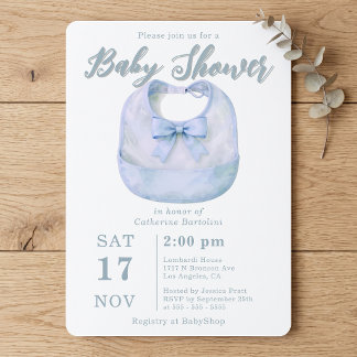 Aquarell Hellblauer Bogen-Bib Baby-Party Einladung