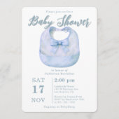 Aquarell Hellblauer Bogen-Bib Baby-Party Einladung (Vorderseite)