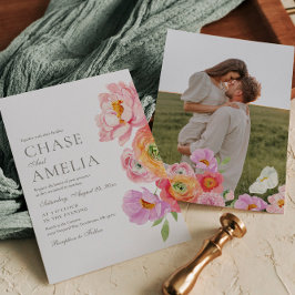 Aquarell Helle Florale Foto Hochzeitseinladung Einladung