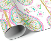 Aquarell Helles Mahjong-Medaillon Geschenkpapier (Rolleneckpunkt)