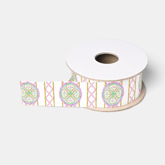 Aquarell Helles Mahjong-Medaillon Ripsband (Spule)