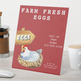Aquarell Hen Farm Frische Eier Sockelschild