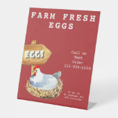 Aquarell Hen Farm Frische Eier Sockelschild (Vorderseite)