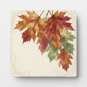 Aquarell Herbst-Ahornblätter Elegant Fotoplatte
