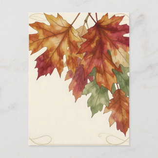 Aquarell Herbst-Ahornblätter Elegant Postkarte
