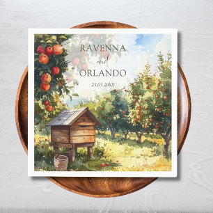 Aquarell Herbst Apfelplantage Hochzeit im Herbst Serviette