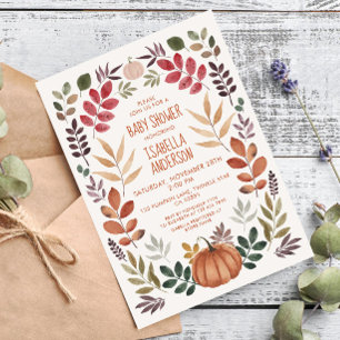 Aquarell Herbst-Baby-Party Einladung