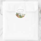 Aquarell Herbst Berg Save-the-Date Runder Aufkleber (Tasche)