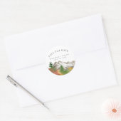 Aquarell Herbst Berg Save-the-Date Runder Aufkleber (Umschlag)