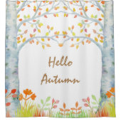 Aquarell-Herbst-Birken-Duschvorhang Duschvorhang (Vorderseite)