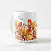 Aquarell Herbst Blätter Design Kaffeetasse (Vorderseite Links)