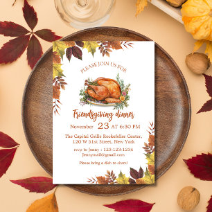 Aquarell Herbst Blätter Friendsgiving Dinner Einladung