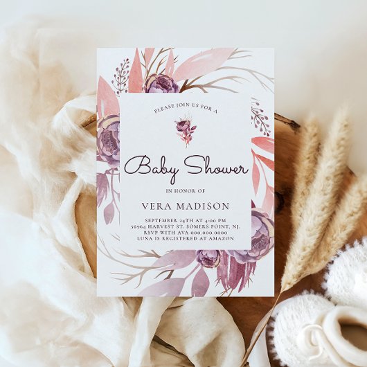 Aquarell Herbst Blume Kinderdusche Einladung