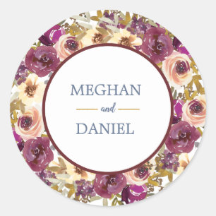 Aquarell-Herbst-Blumen-Hochzeitsaufkleber Runder Aufkleber
