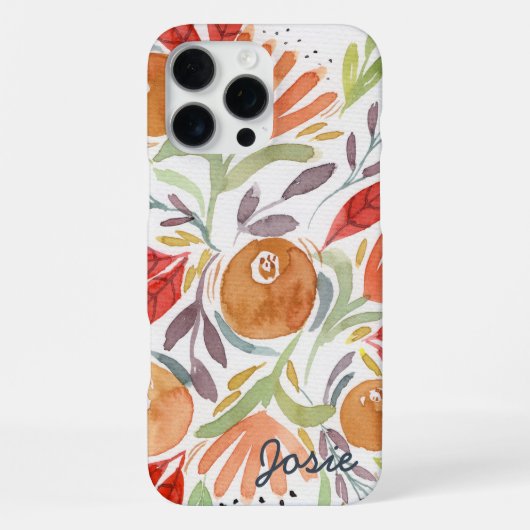 Aquarell Herbst Blumen Personalisierte Handyhülle iPhone Hülle (Rückseite)