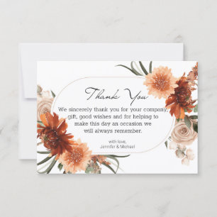 Aquarell Herbst Blumen Terrakotta Hochzeit modern Dankeskarte
