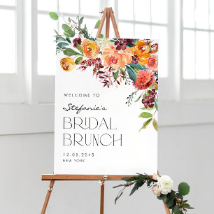 Aquarell-Herbst-Blumenstrauß-Braut-Brunch Poster