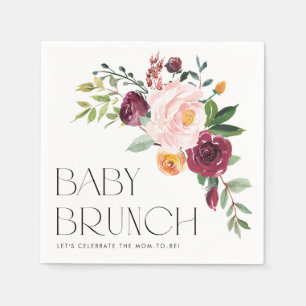 Aquarell-Herbst-Blumenstrauß-Herbst-Baby-Brunch Serviette