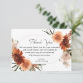 Aquarell Herbst Blumenstrauß Terracotta Hochzeit m Dankeskarte (Stehend Vorderseite)