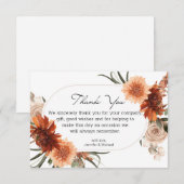 Aquarell Herbst Blumenstrauß Terracotta Hochzeit m Dankeskarte (Vorne/Hinten)