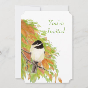 Aquarell Herbst Chickadee Hochzeits Einladung