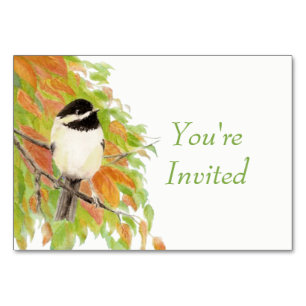 Aquarell Herbst Chickadee Vogel Hochzeit Tischnummer
