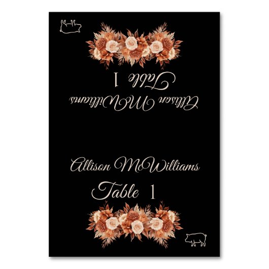 Aquarell Herbst Elegance Tischnummer (Vorderseite)