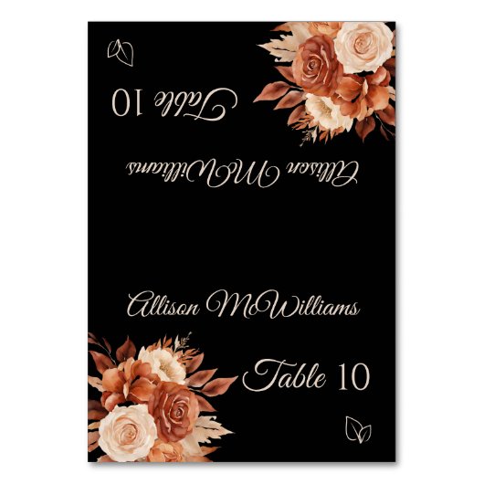 Aquarell Herbst Elegance Vegetarisches Symbol Tischnummer (Vorderseite)